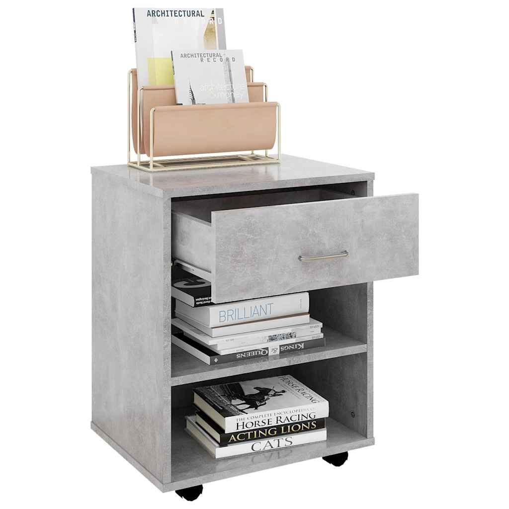 808471 vidaXL Rolling Cabinet Concrete Grey 46x36x59 cm Engineered Wood