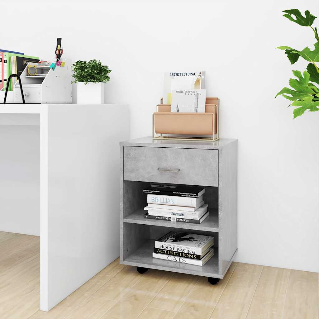 808471 vidaXL Rolling Cabinet Concrete Grey 46x36x59 cm Engineered Wood