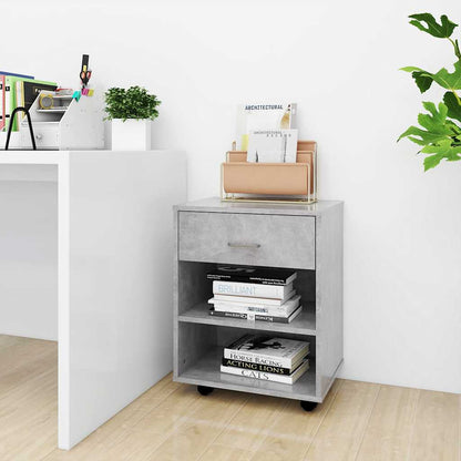808471 vidaXL Rolling Cabinet Concrete Grey 46x36x59 cm Engineered Wood