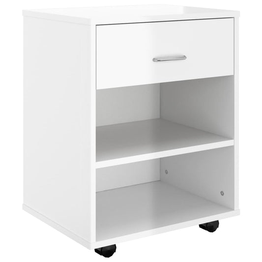 vidaXL Storage Cabinet | High Gloss White | Engineered Wood | Compact