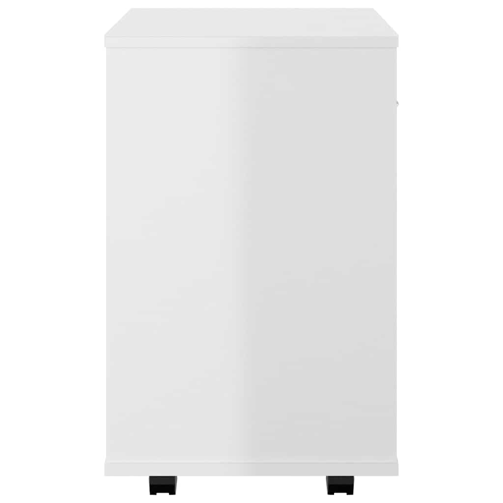 808473 vidaXL Rolling Cabinet High Gloss White 46x36x59 cm Engineered Wood