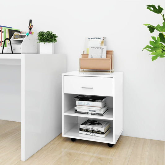 vidaXL Storage Cabinet | High Gloss White | Engineered Wood | Compact