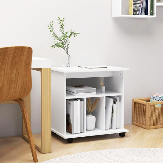 vidaXL Storage Cabinet | White | Engineered wood | Medium | Lockable wheels
