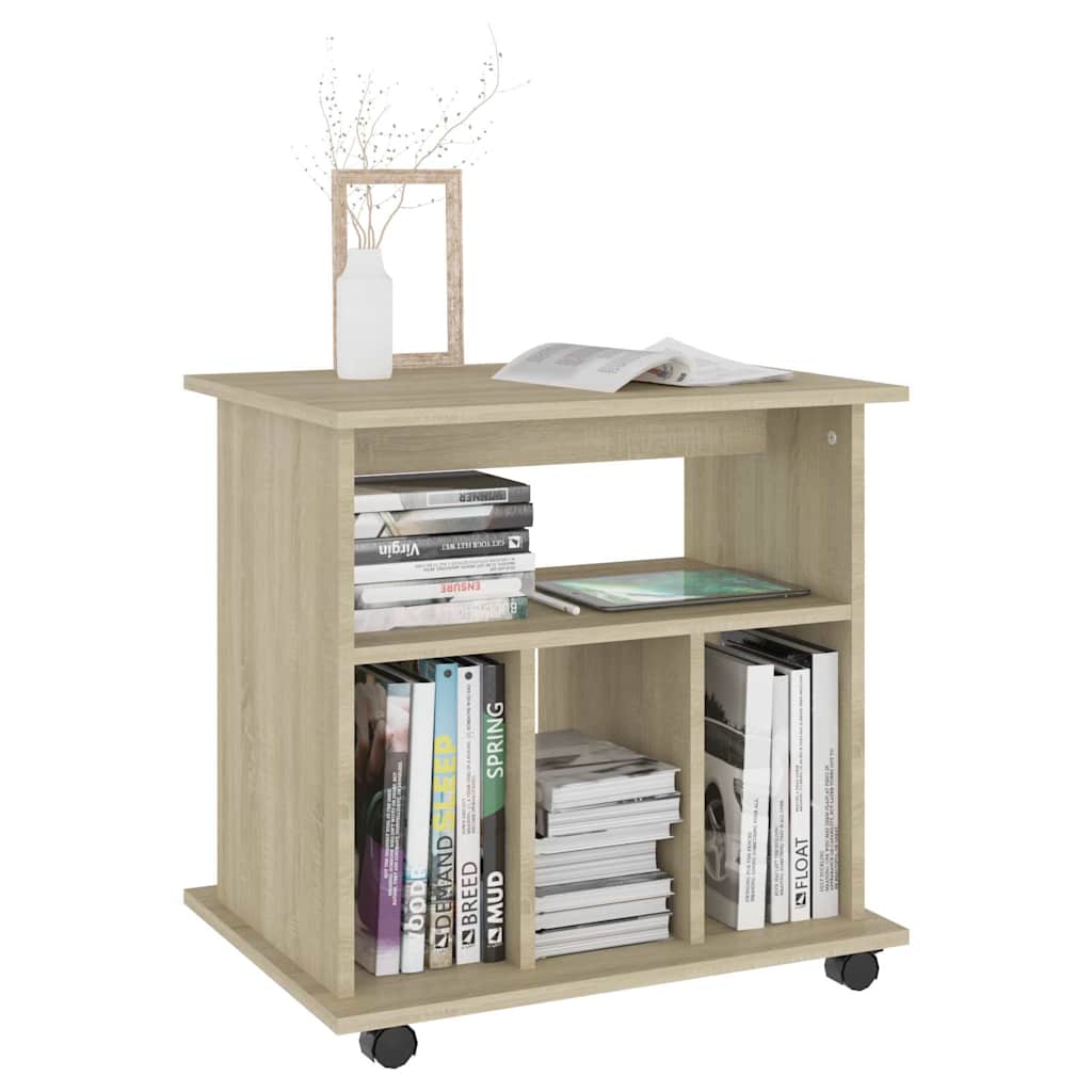 808479 vidaXL Rolling Cabinet Sonoma Oak 60x45x60 cm Engineered Wood