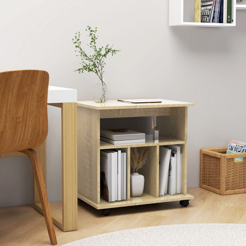 vidaXL Storage Cabinet | Sonoma Oak | Engineered Wood | Medium | Rolling Cabinet