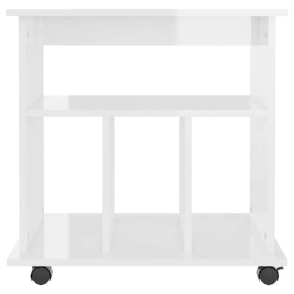 808482 vidaXL Rolling Cabinet High Gloss White 60x45x60 cm Engineered Wood