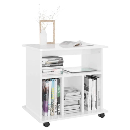 808482 vidaXL Rolling Cabinet High Gloss White 60x45x60 cm Engineered Wood