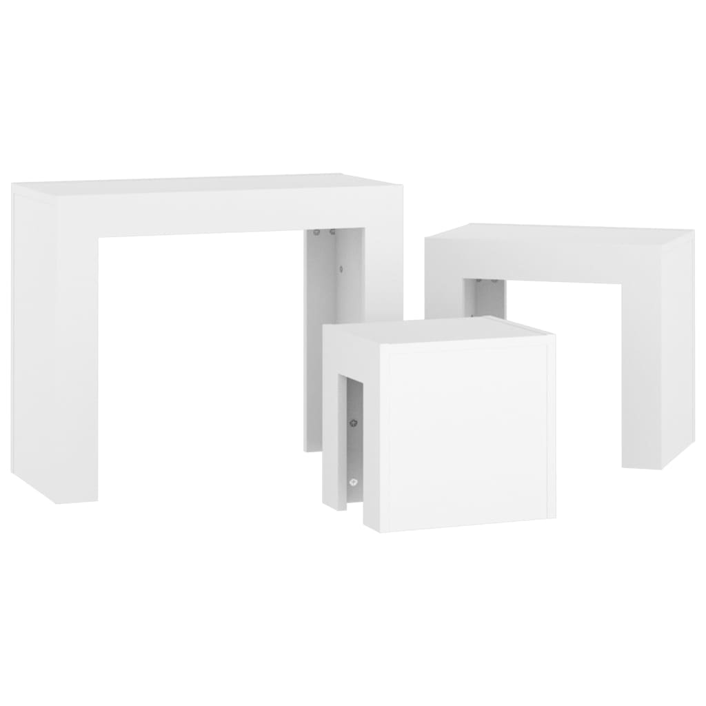 vidaXL Nesting Coffee Tables 3 pcs White Engineered Wood