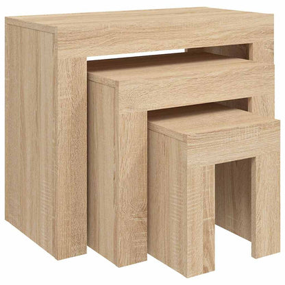 808543 vidaXL Nesting Coffee Tables 3 pcs Sonoma Oak Engineered Wood