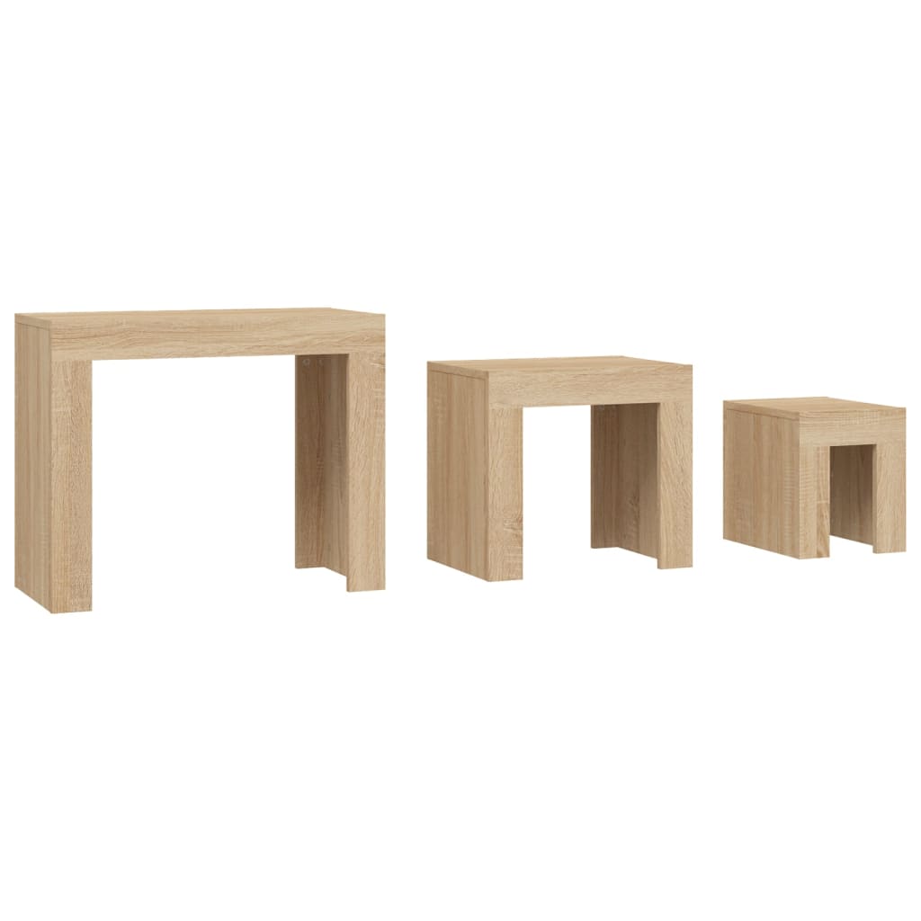 vidaXL Nesting Coffee Tables 3 pcs Sonoma Oak Engineered Wood