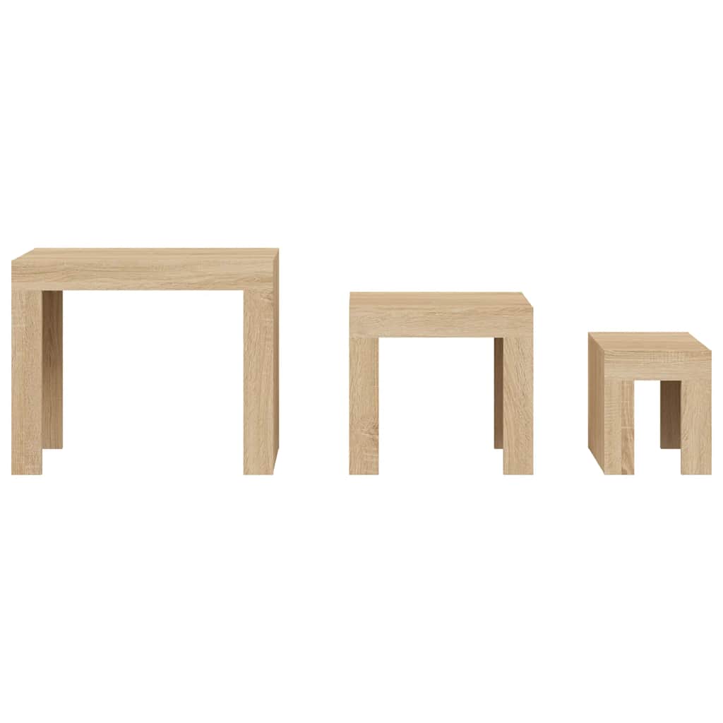vidaXL Nesting Coffee Tables 3 pcs Sonoma Oak Engineered Wood