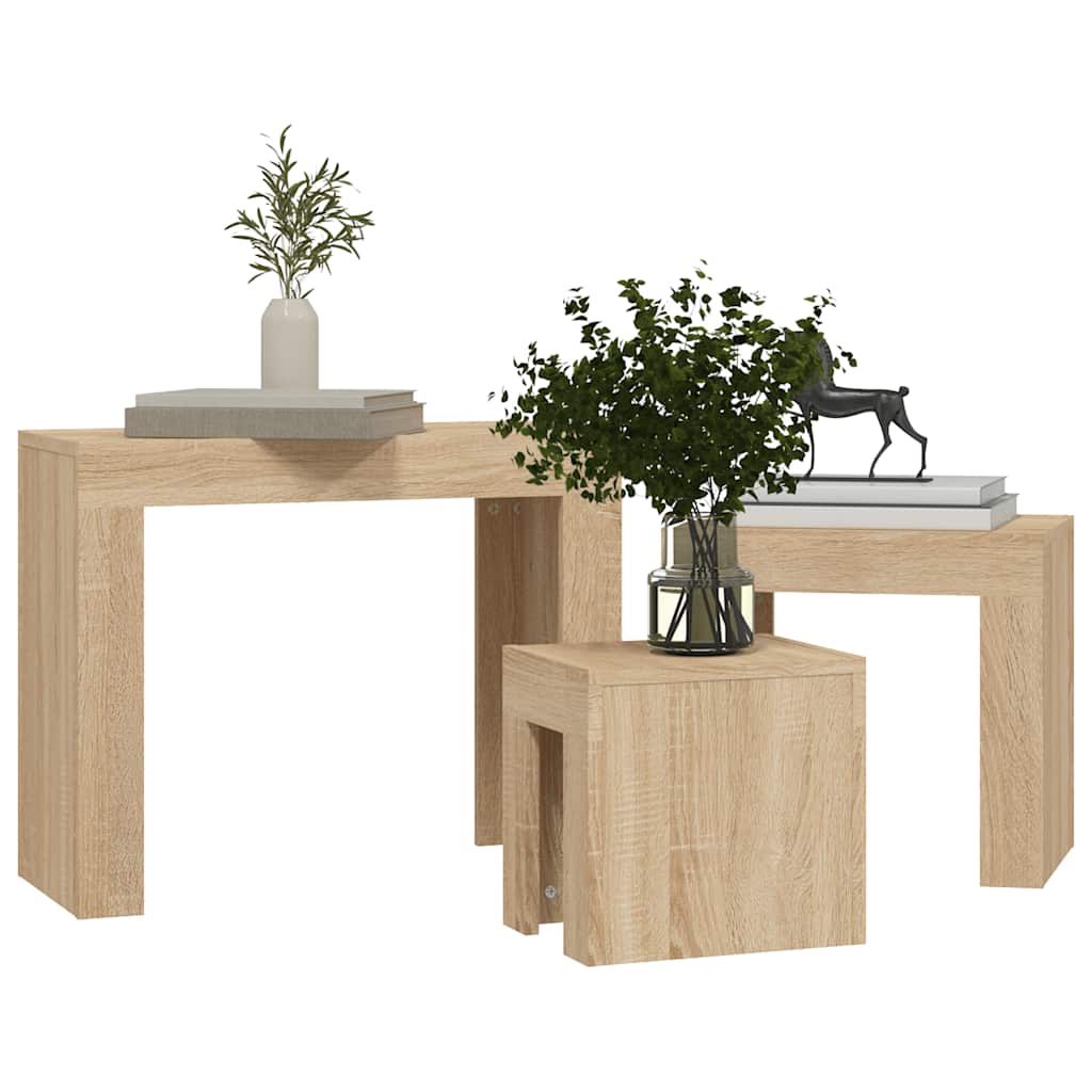 vidaXL Nesting Coffee Tables 3 pcs Sonoma Oak Engineered Wood
