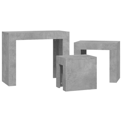 vidaXL Nesting Coffee Tables 3 pcs Concrete Grey Engineered Wood