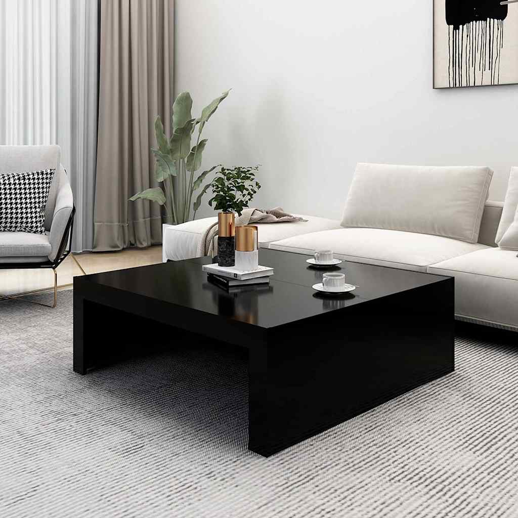 vidaXL Coffee Table | Black | Engineered Wood | 100 cm | Simple Style | Square