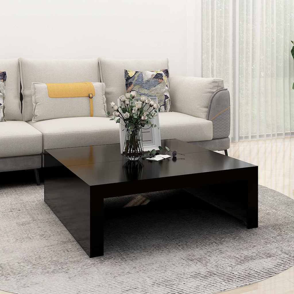 vidaXL Coffee Table | Black | Engineered Wood | 100 cm | Simple Style | Square