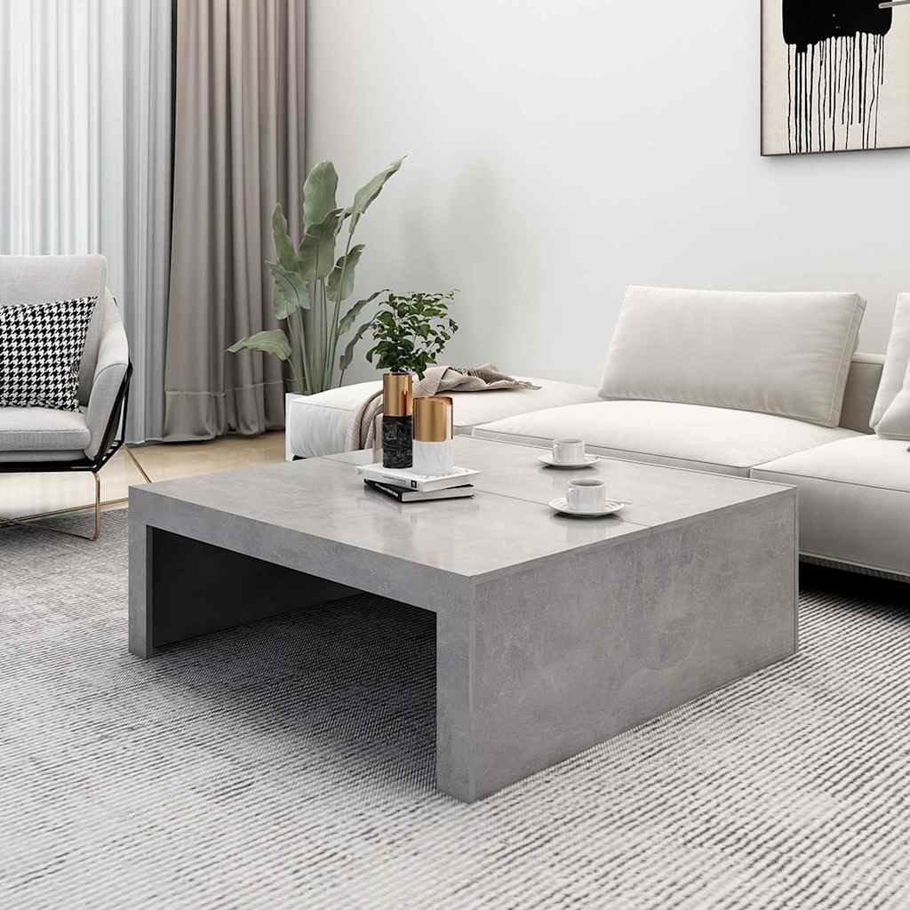 vidaXL Coffee Table Concrete Grey 100x100x35 cm Engineered Wood