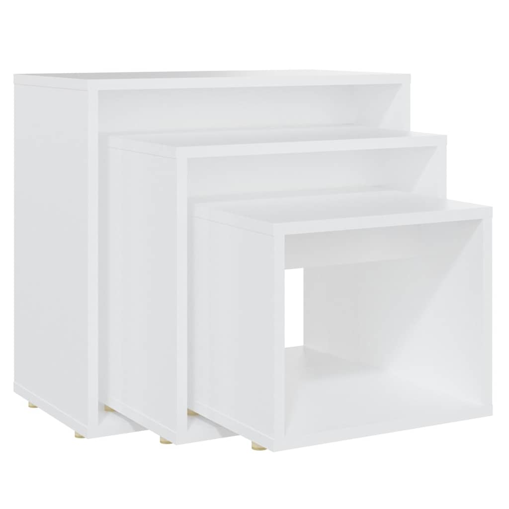 808576 vidaXL Nesting Tables 3 pcs White Engineered Wood