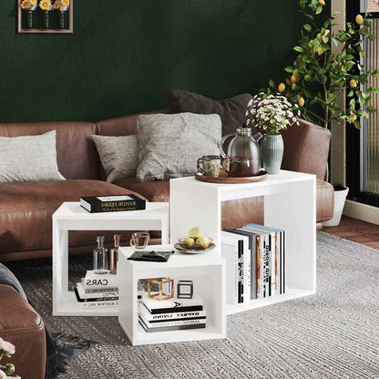 808576 vidaXL Nesting Tables 3 pcs White Engineered Wood