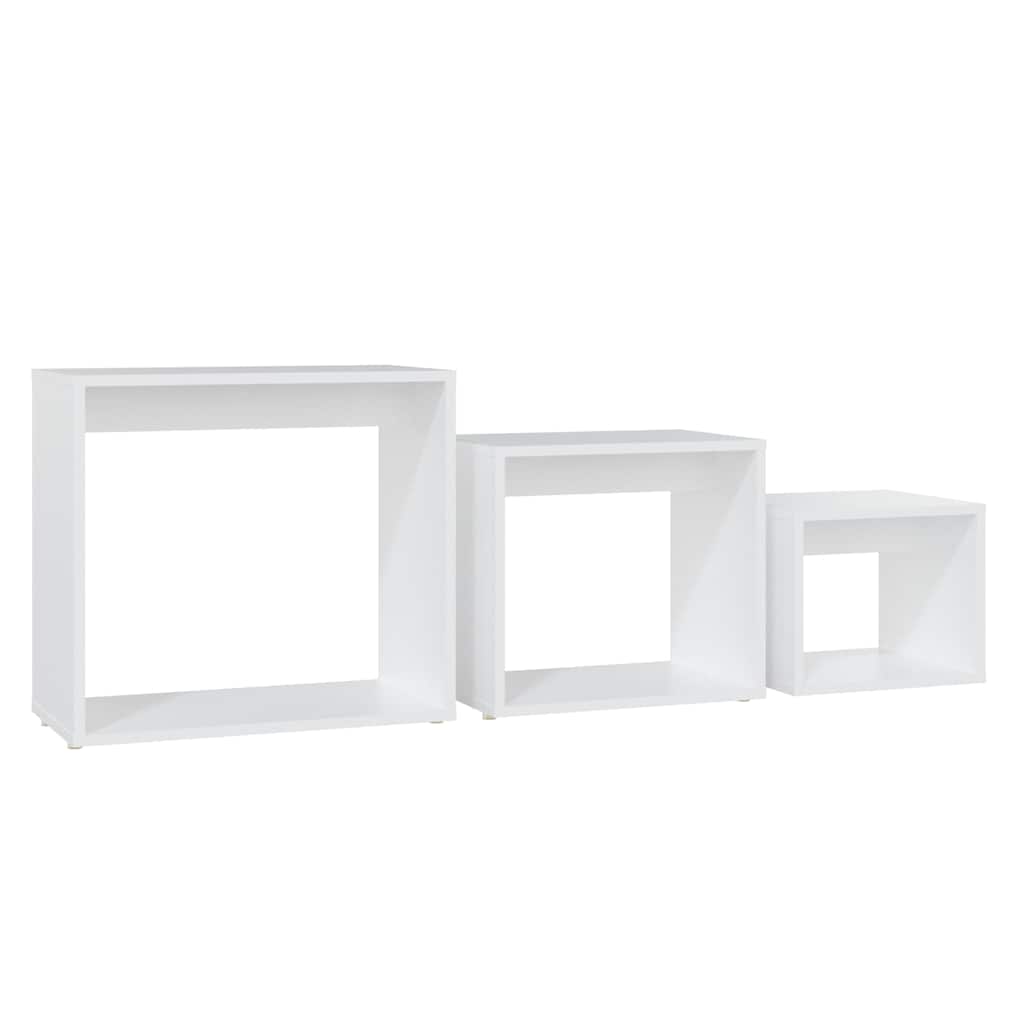 808576 vidaXL Nesting Tables 3 pcs White Engineered Wood