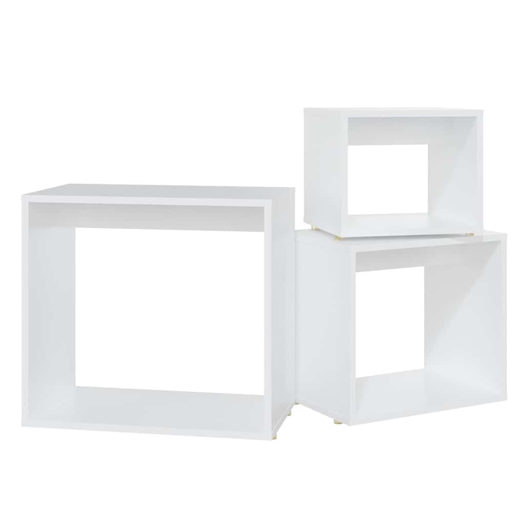 808576 vidaXL Nesting Tables 3 pcs White Engineered Wood