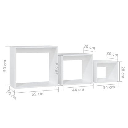 808576 vidaXL Nesting Tables 3 pcs White Engineered Wood