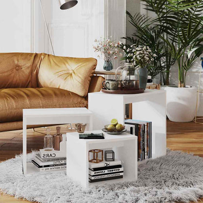 808576 vidaXL Nesting Tables 3 pcs White Engineered Wood