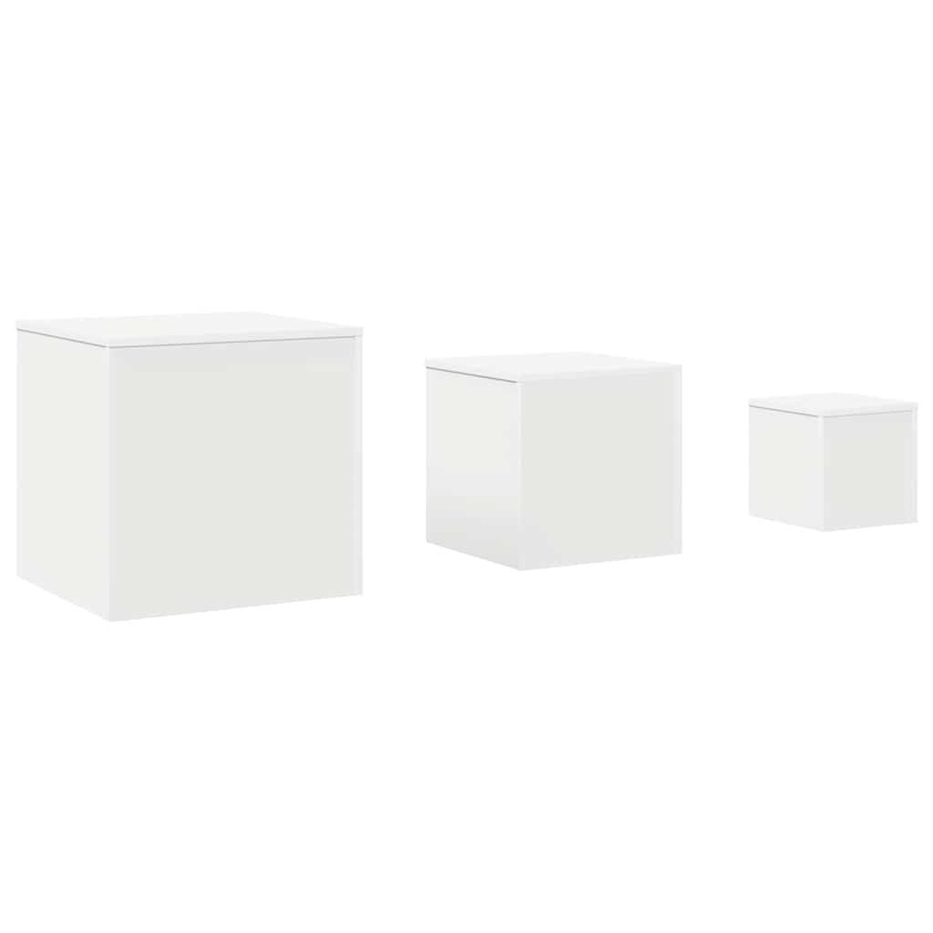 808585 vidaXL Side Tables 3 pcs White Engineered Wood