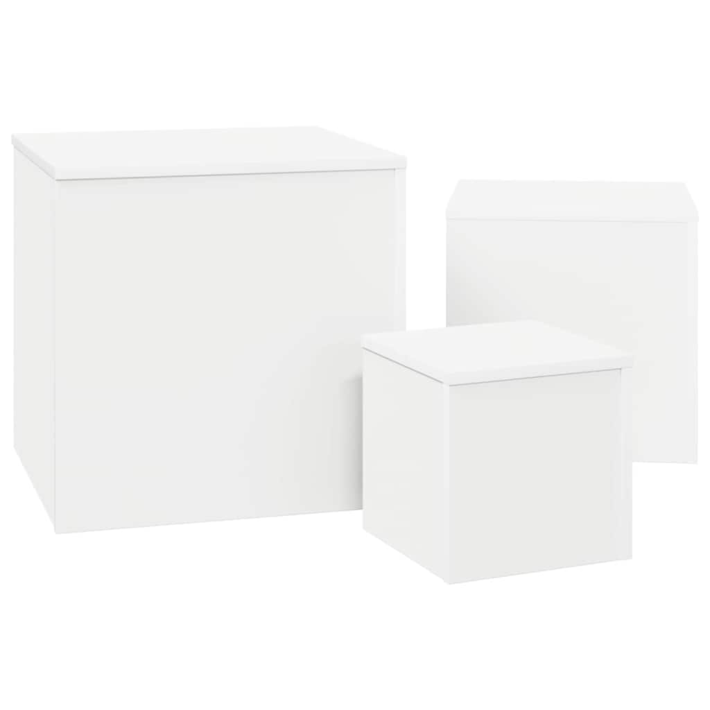 808585 vidaXL Side Tables 3 pcs White Engineered Wood