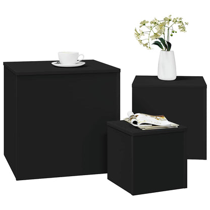vidaXL Side Tables 3 pcs Black Engineered Wood
