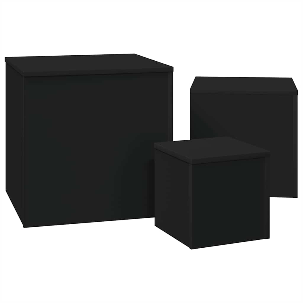 vidaXL Side Tables 3 pcs Black Engineered Wood