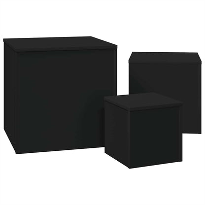 vidaXL Side Tables 3 pcs Black Engineered Wood