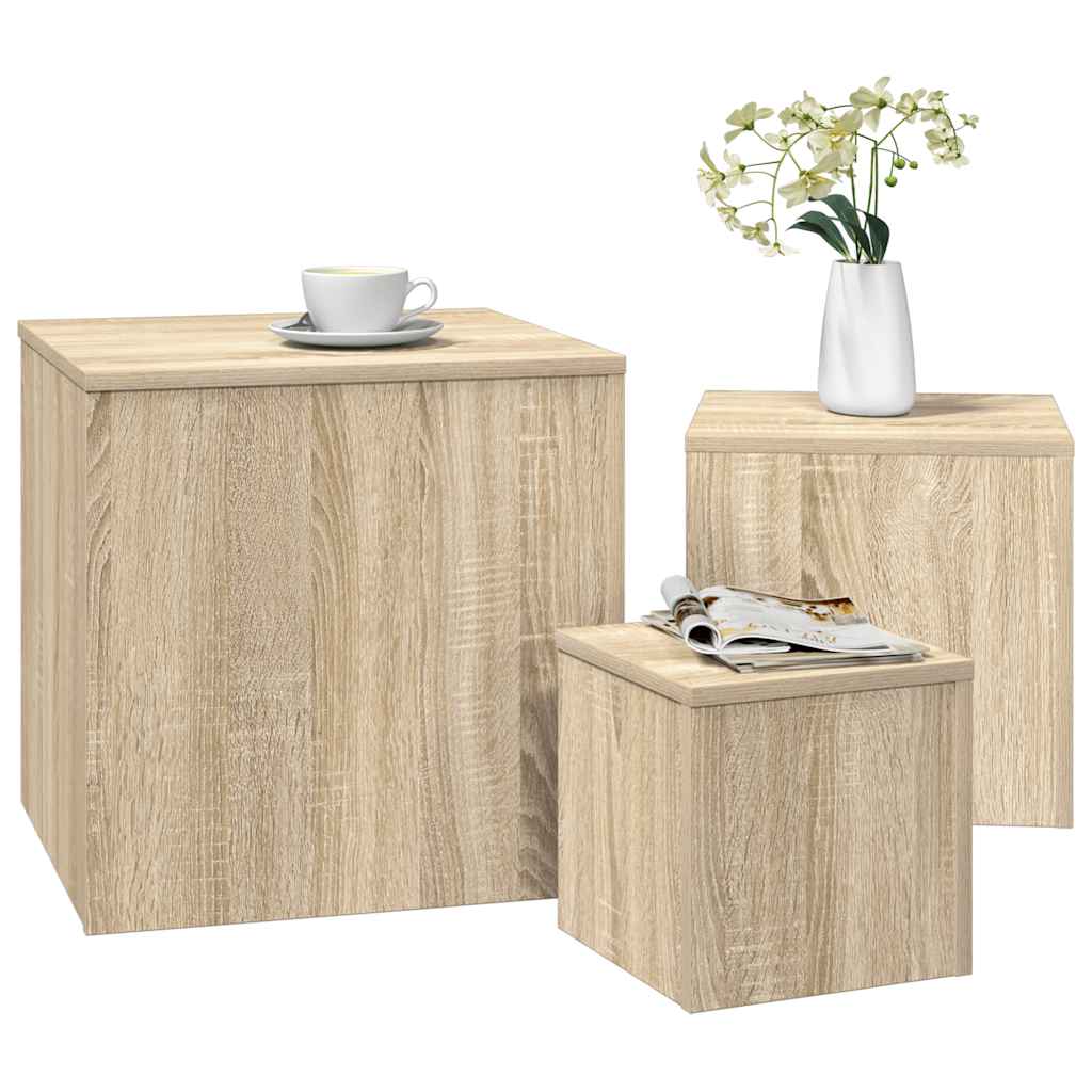 vidaXL Side Tables 3 pcs Sonoma Oak Engineered Wood