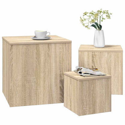 808588 vidaXL Side Tables 3 pcs Sonoma Oak Engineered Wood