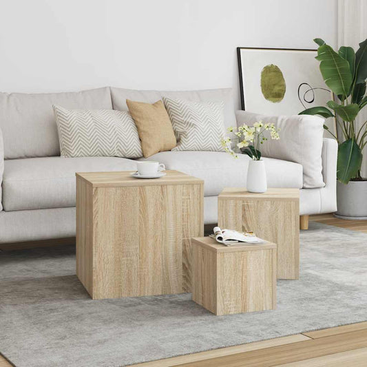 vidaXL Side Tables 3 pcs Sonoma Oak Engineered Wood