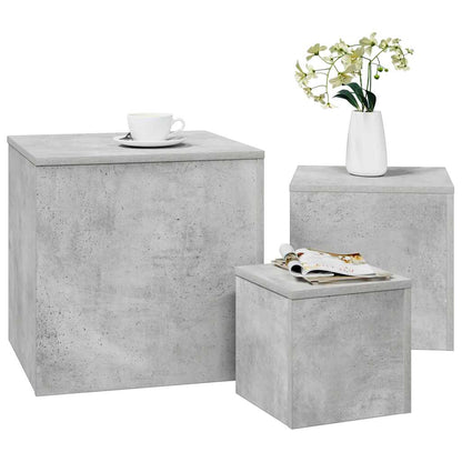 vidaXL Side Tables 3 pcs Concrete Grey Engineered Wood
