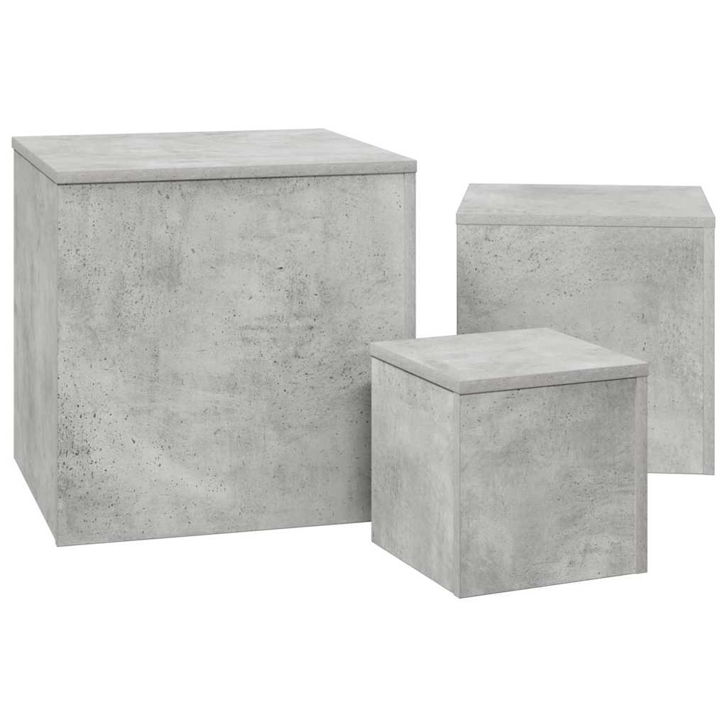 vidaXL Side Tables 3 pcs Concrete Grey Engineered Wood