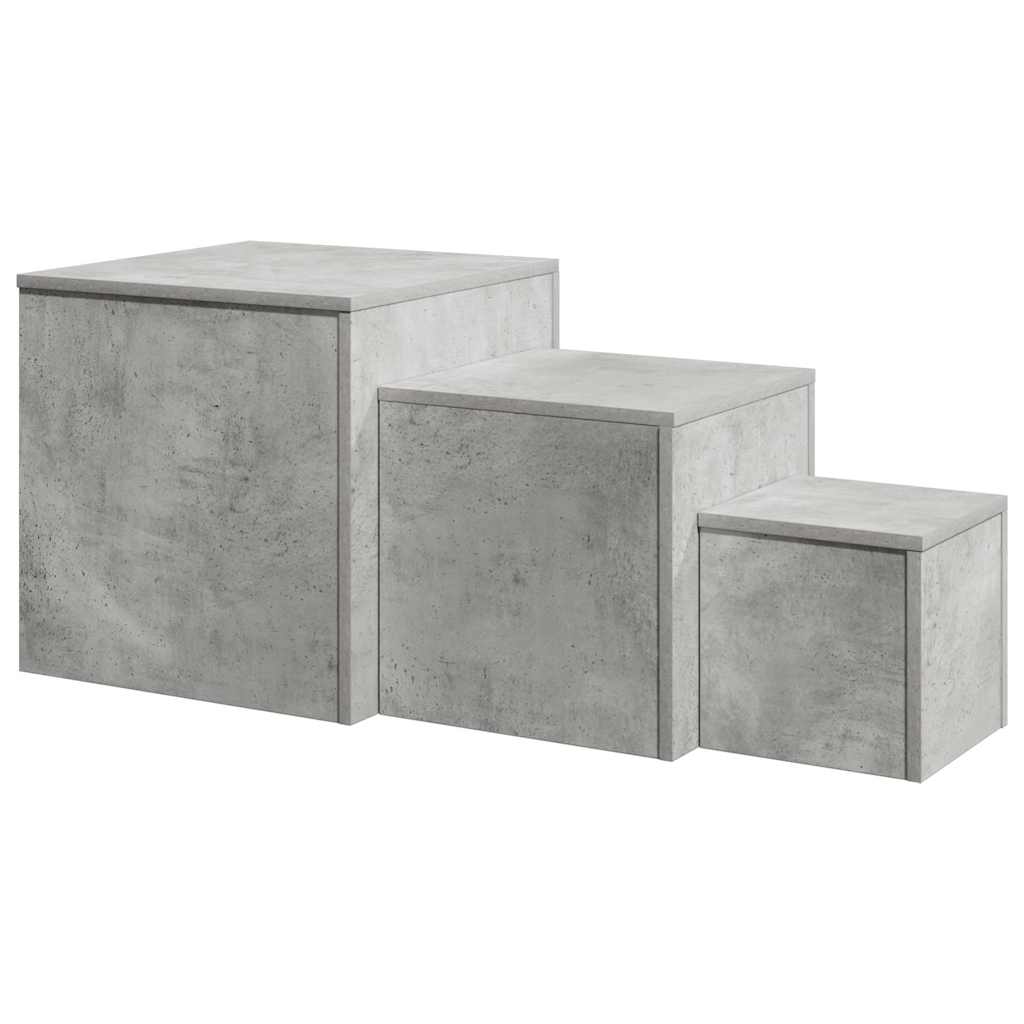 808589 vidaXL Side Tables 3 pcs Concrete Grey Engineered Wood