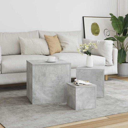 vidaXL Side Tables 3 pcs Concrete Grey Engineered Wood