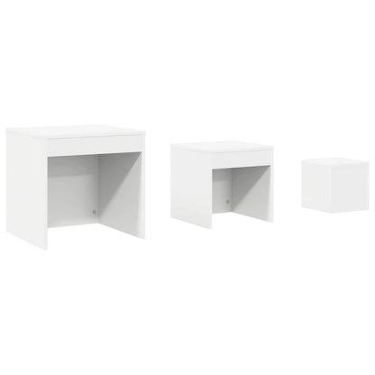 808594 vidaXL Nesting Tables 3 pcs White Engineered Wood