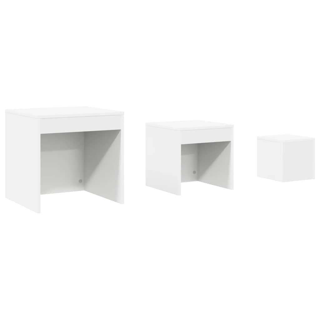 vidaXL Nesting Tables 3 pcs White Engineered Wood