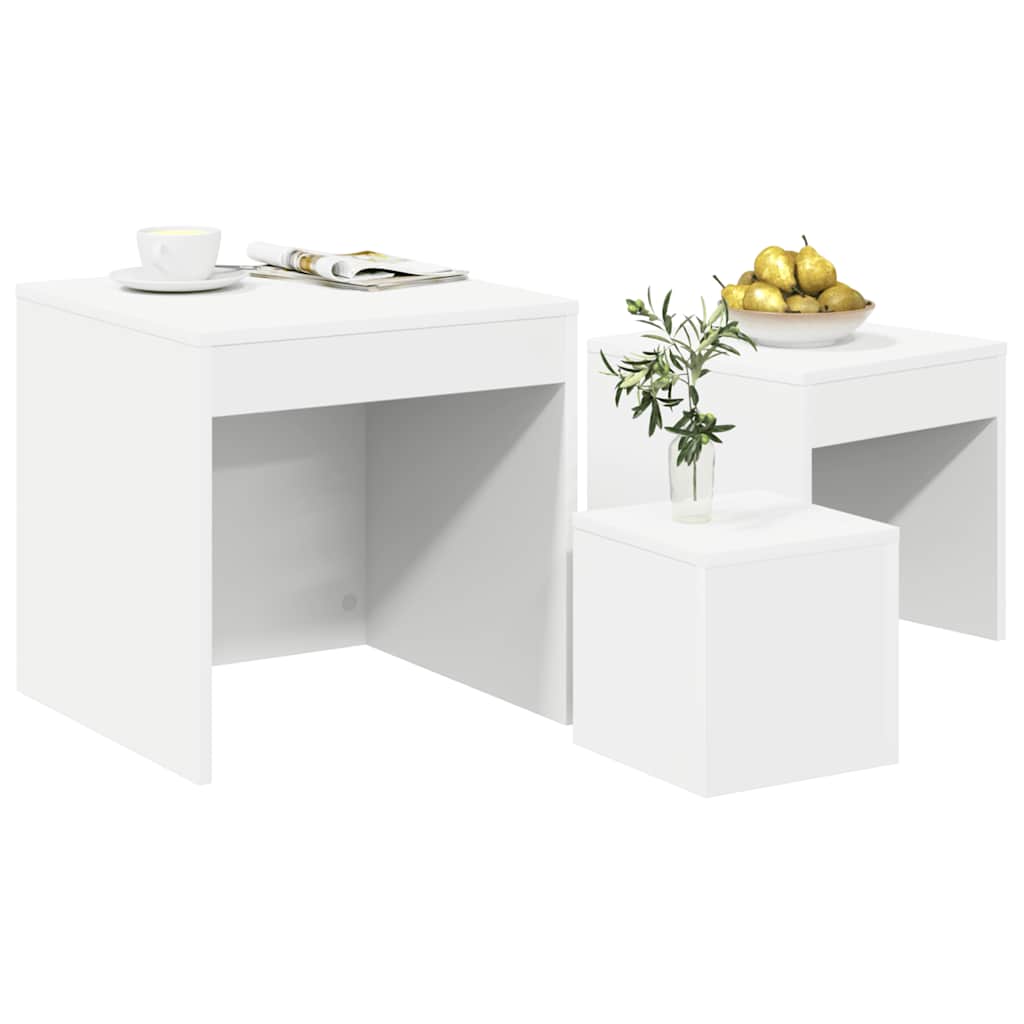 vidaXL Nesting Tables 3 pcs White Engineered Wood