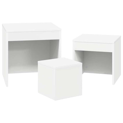 808594 vidaXL Nesting Tables 3 pcs White Engineered Wood