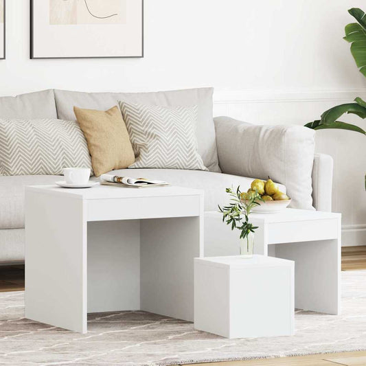 808594 vidaXL Nesting Tables 3 pcs White Engineered Wood