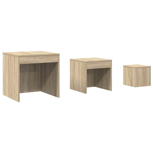 vidaXL Nesting Tables 3 pcs Sonoma Oak Engineered Wood