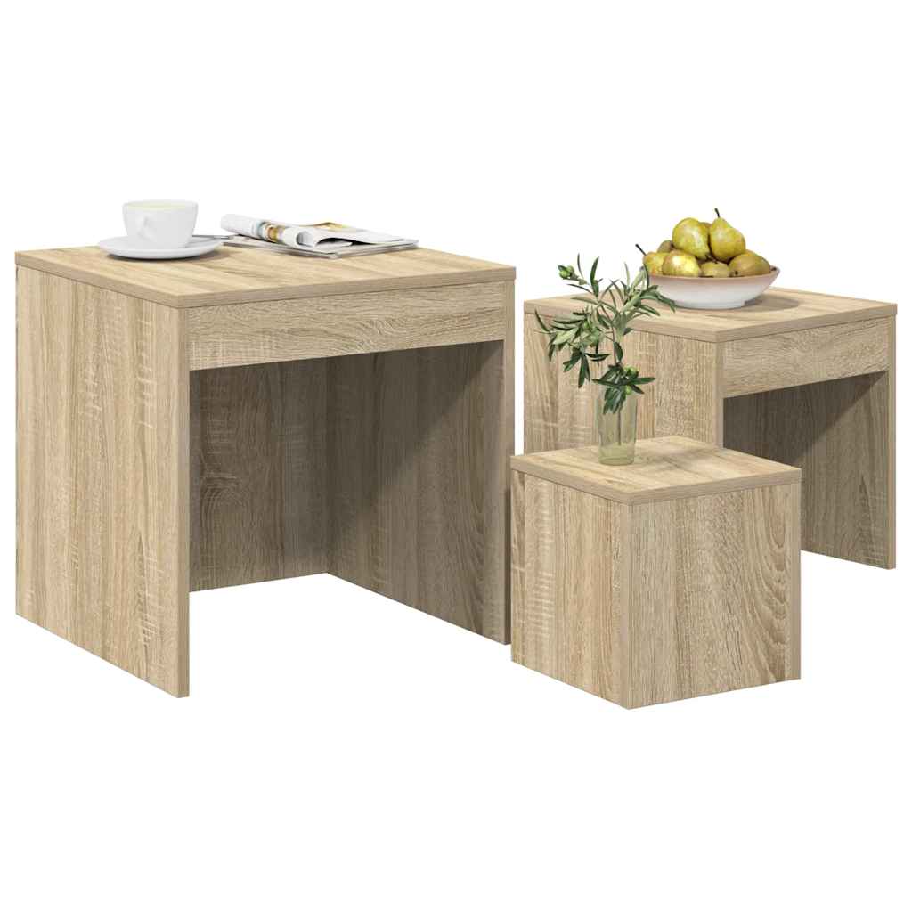 vidaXL Nesting Tables 3 pcs Sonoma Oak Engineered Wood