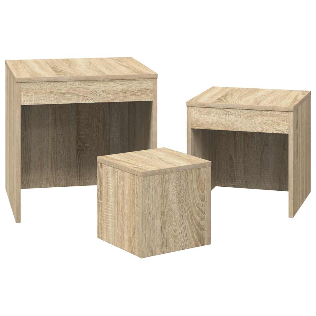 vidaXL Nesting Tables 3 pcs Sonoma Oak Engineered Wood
