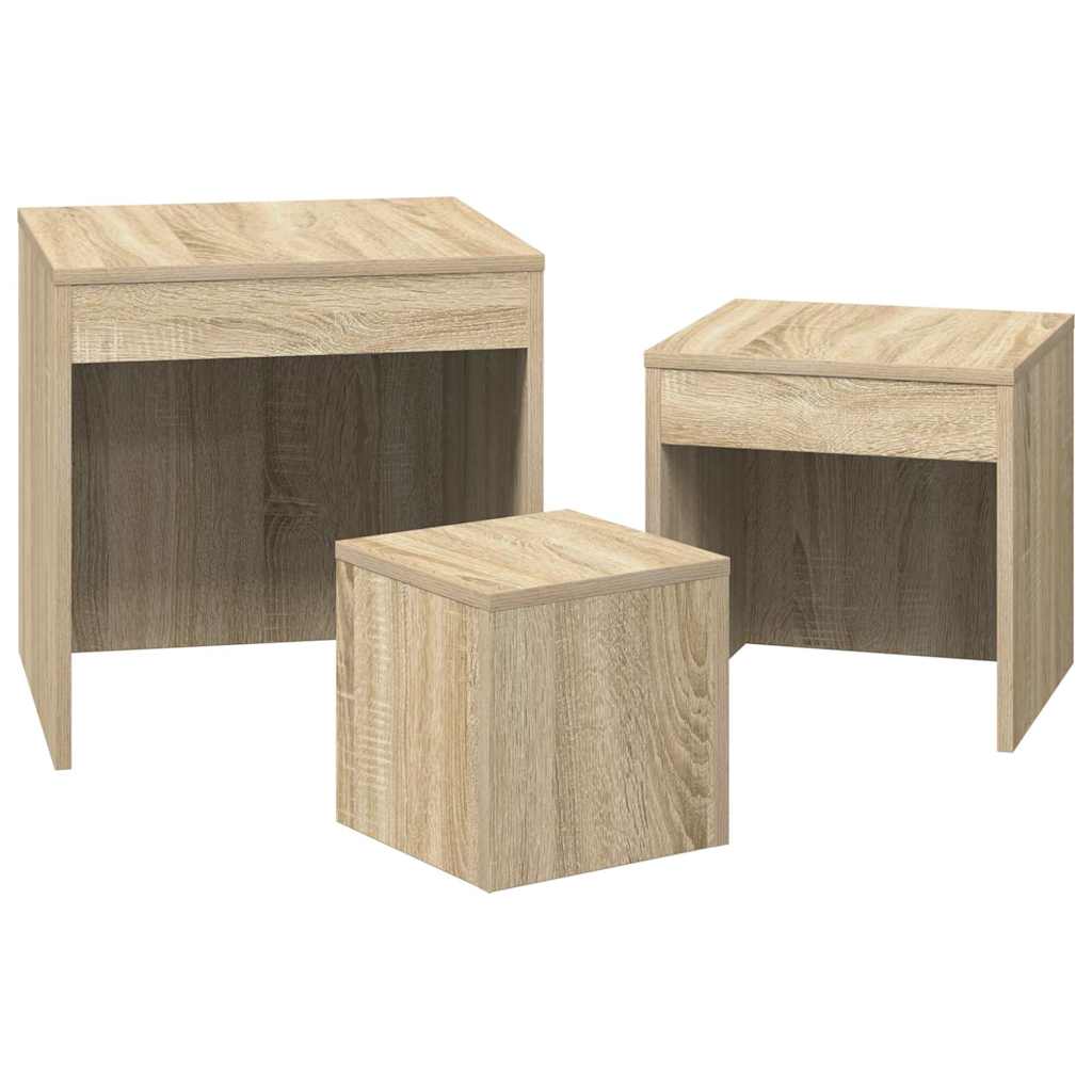 808597 vidaXL Nesting Tables 3 pcs Sonoma Oak Engineered Wood