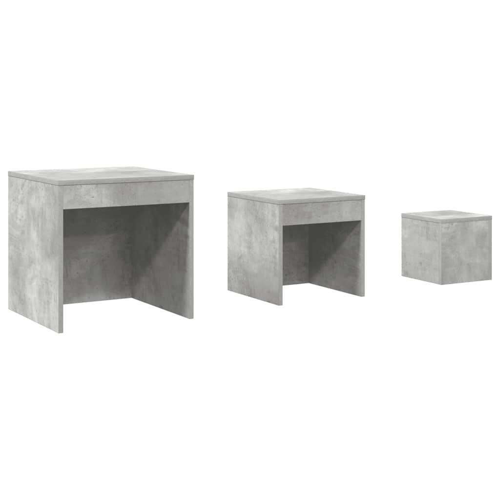 vidaXL Nesting Tables 3 pcs Concrete Grey Engineered Wood