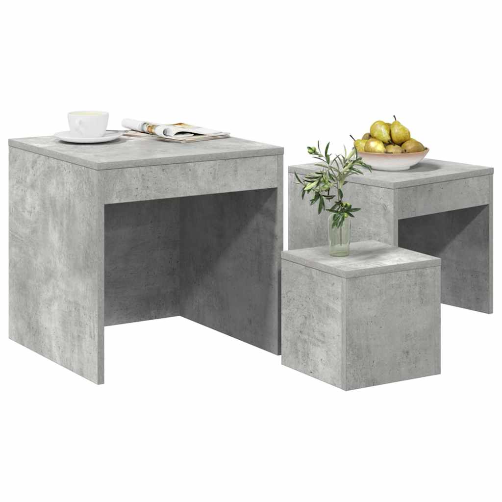 vidaXL Nesting Tables 3 pcs Concrete Grey Engineered Wood