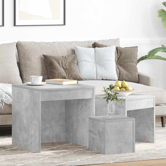vidaXL Nesting Tables 3 pcs Concrete Grey Engineered Wood